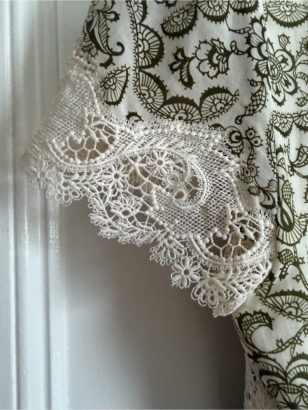 ME+EM Silk Cotton Entangled Lace Print Maxi V Neck Dress - Picture 5 of 12
